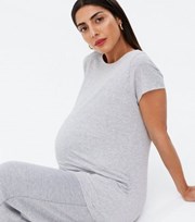 New Look Maternity Grey Ruched Crew T-Shirt